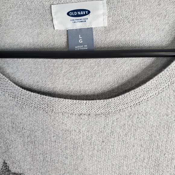 Old Navy Star Metallic Gray Crew Neck Sweater L - Picture 3 of 7